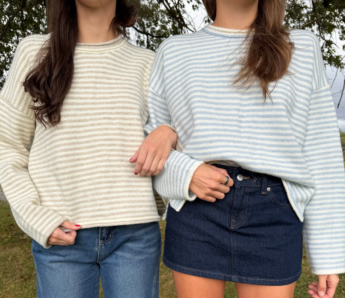 The Paige Striped Sweater - Light Blue