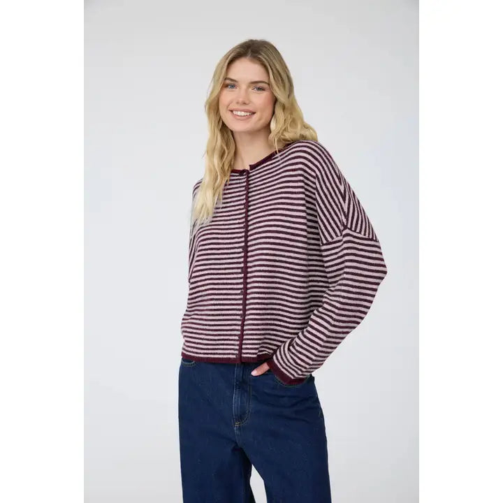 The Brooke Burgundy Striped Sweater