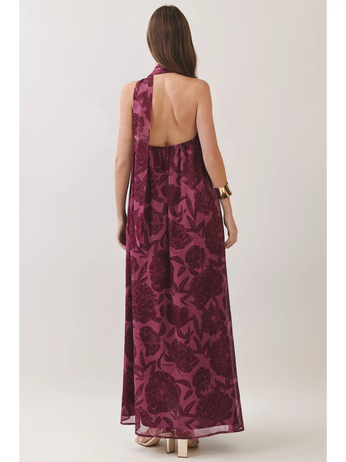 The Hallie Burgundy Printed Maxi