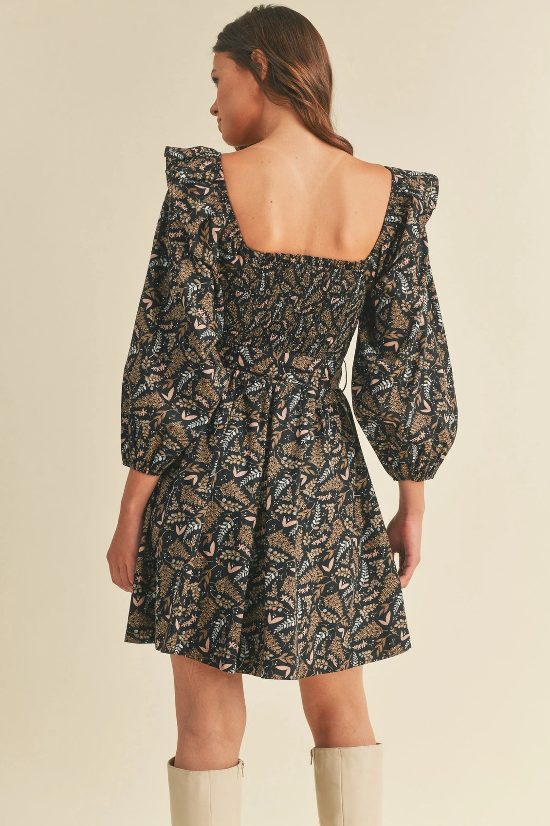 The Carley Black Floral Mini