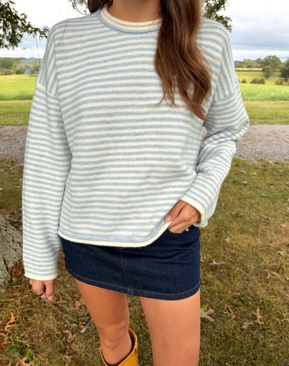 The Paige Striped Sweater - Light Blue