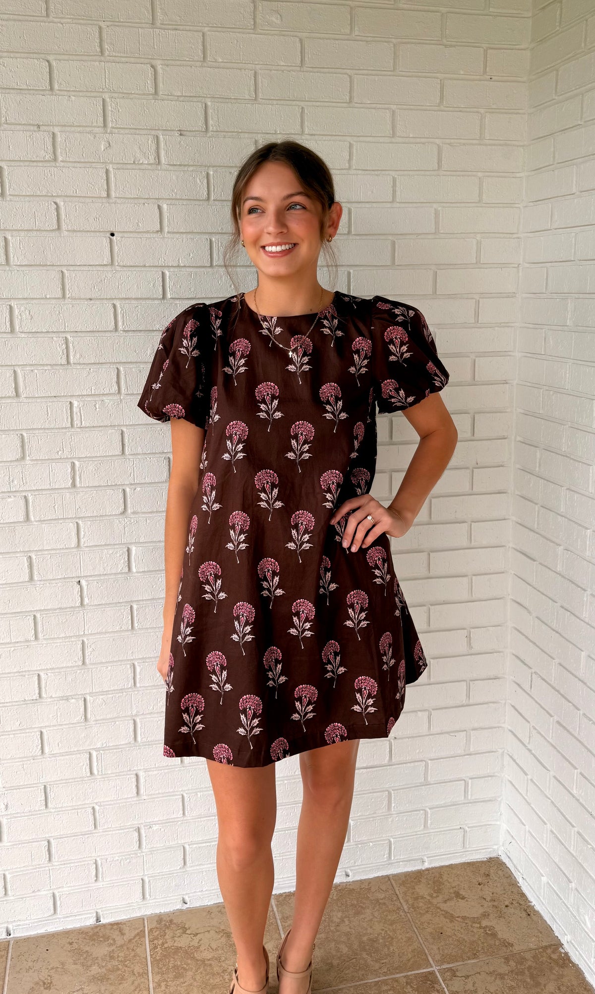 The Hazel Brown Printed Mini