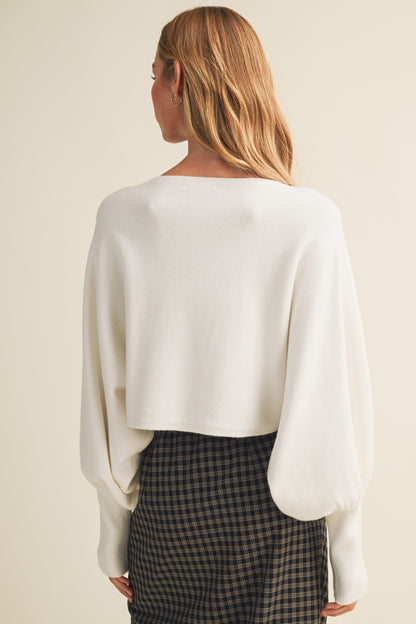 The Kennedy Off White Cropped Sweater