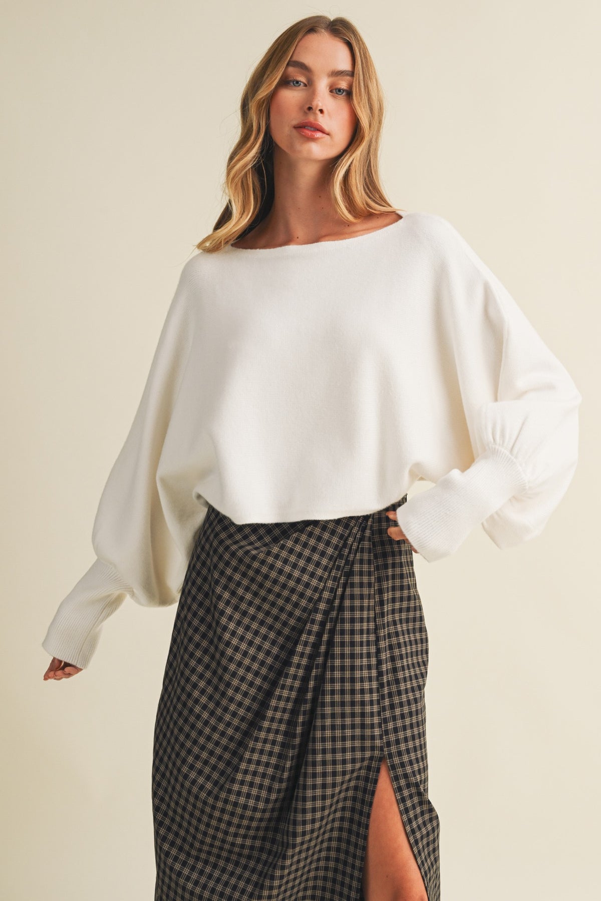 The Kennedy Off White Cropped Sweater