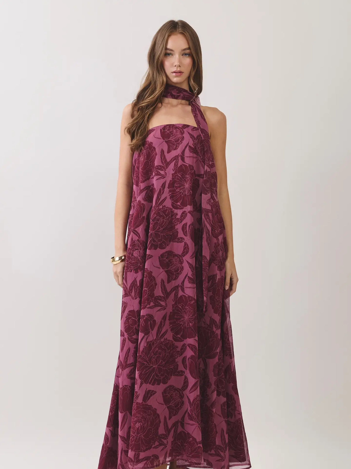 The Hallie Burgundy Printed Maxi
