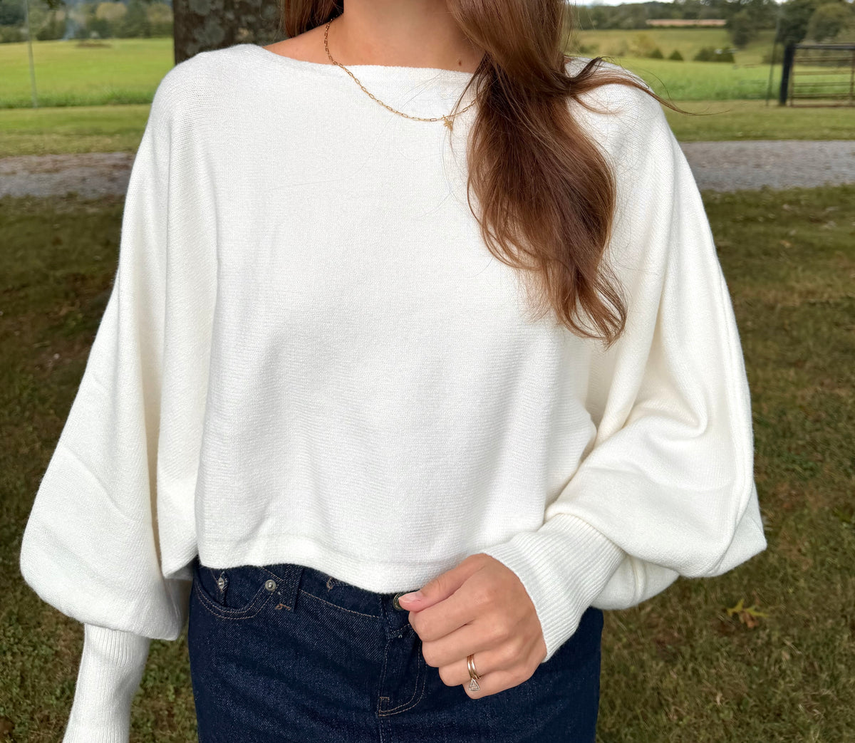 The Kennedy Off White Cropped Sweater