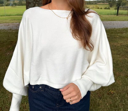 The Kennedy Off White Cropped Sweater