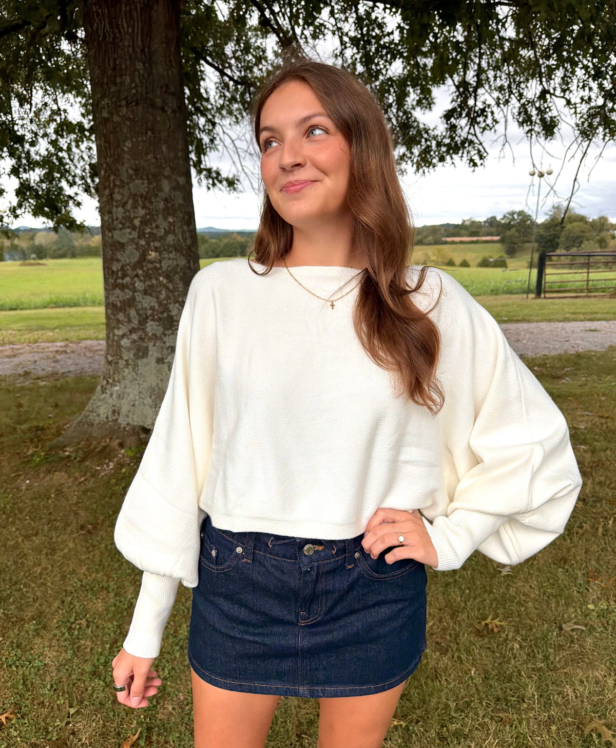 The Kennedy Off White Cropped Sweater