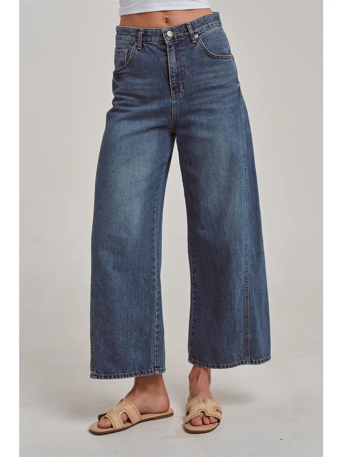High Rise Wide Leg Dk. Denim Jeans