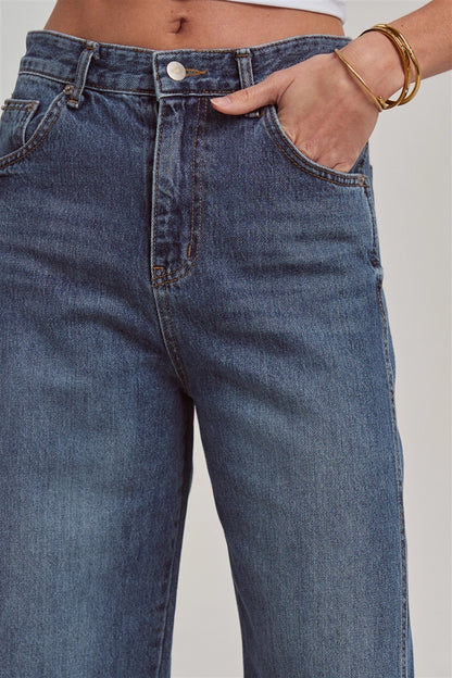 High Rise Wide Leg Dk. Denim Jeans
