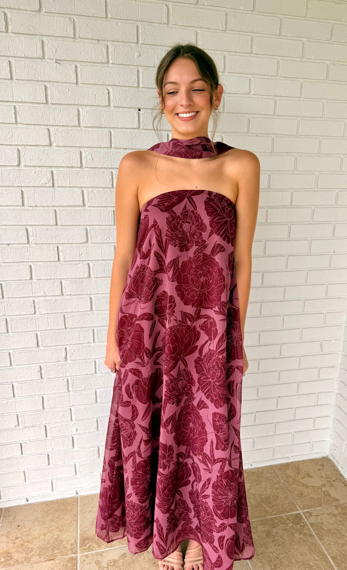 The Hallie Burgundy Printed Maxi