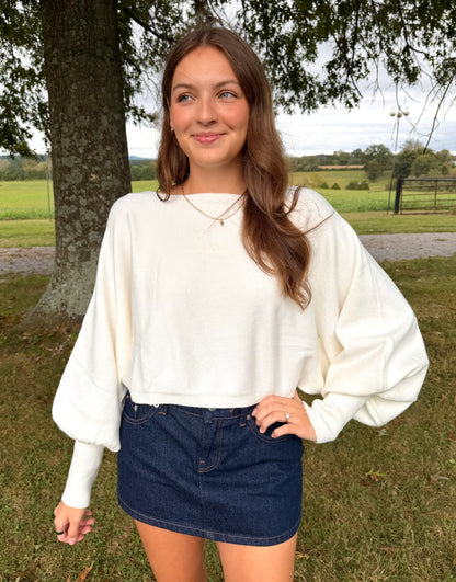 The Kennedy Off White Cropped Sweater