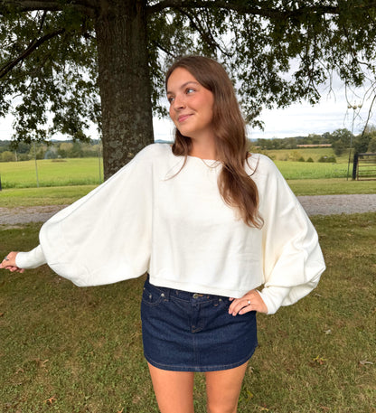 The Kennedy Off White Cropped Sweater