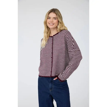 The Brooke Burgundy Striped Sweater