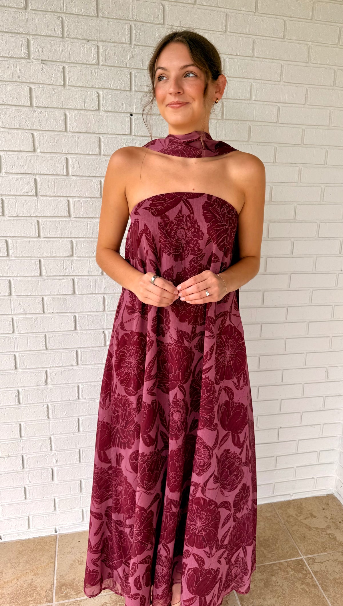 The Hallie Burgundy Printed Maxi