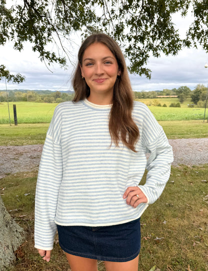 The Paige Striped Sweater - Light Blue