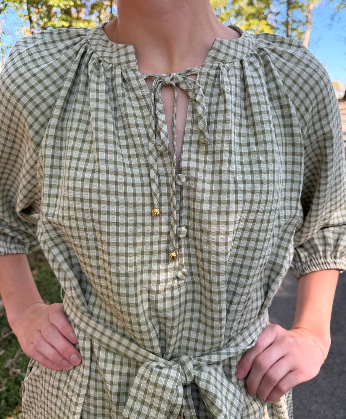 Sunday Stroll Green Gingham Mini
