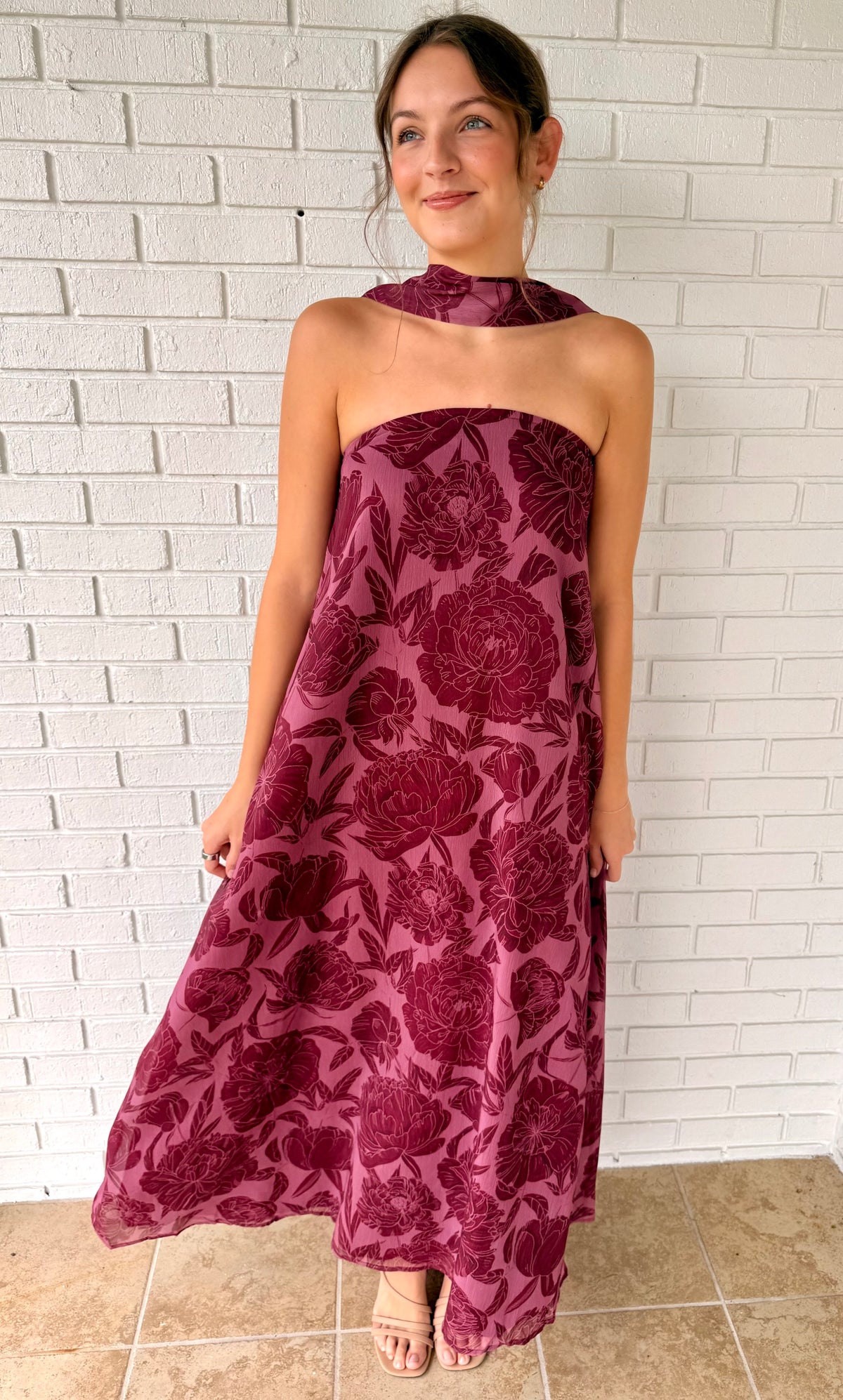 The Hallie Burgundy Printed Maxi