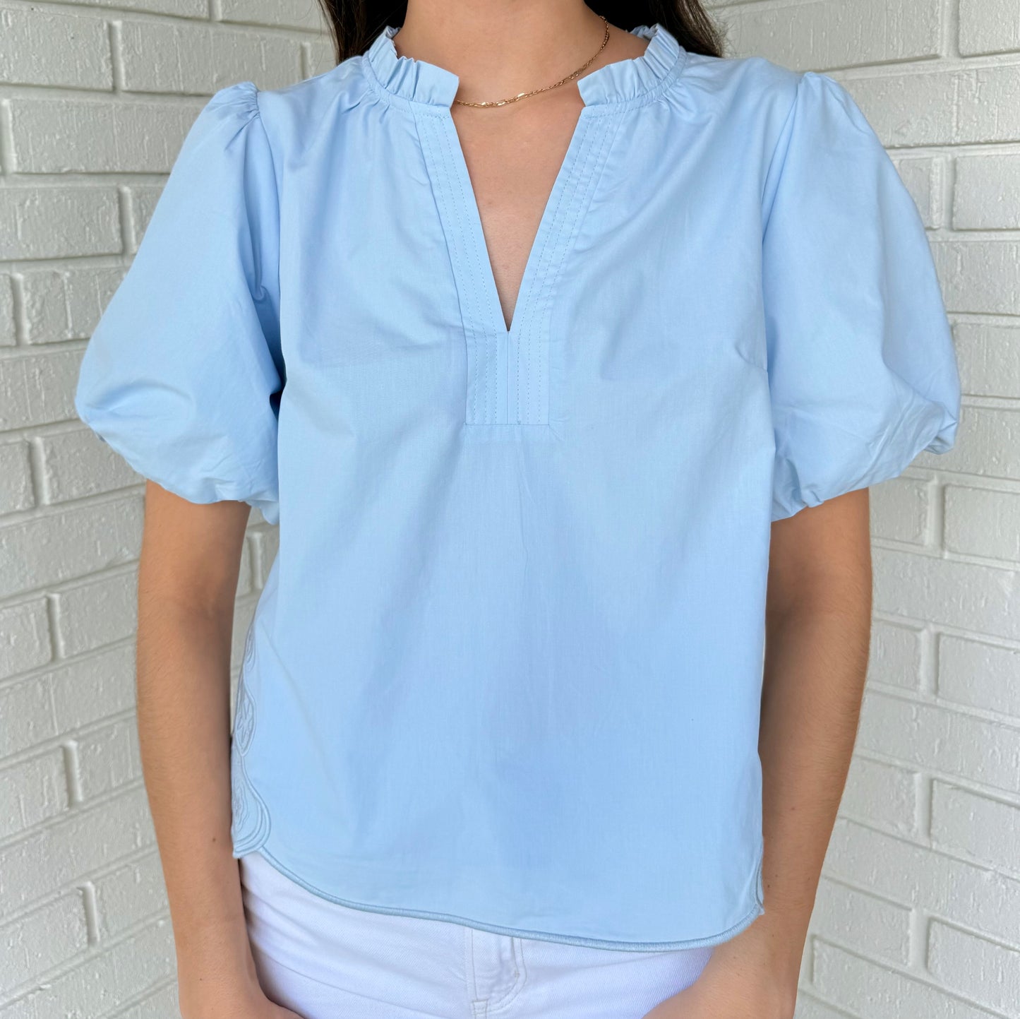 Easy Does It Blue Puff Sleeve Top