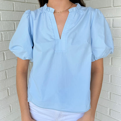 Easy Does It Blue Puff Sleeve Top