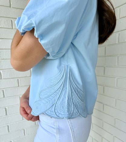 Easy Does It Blue Puff Sleeve Top