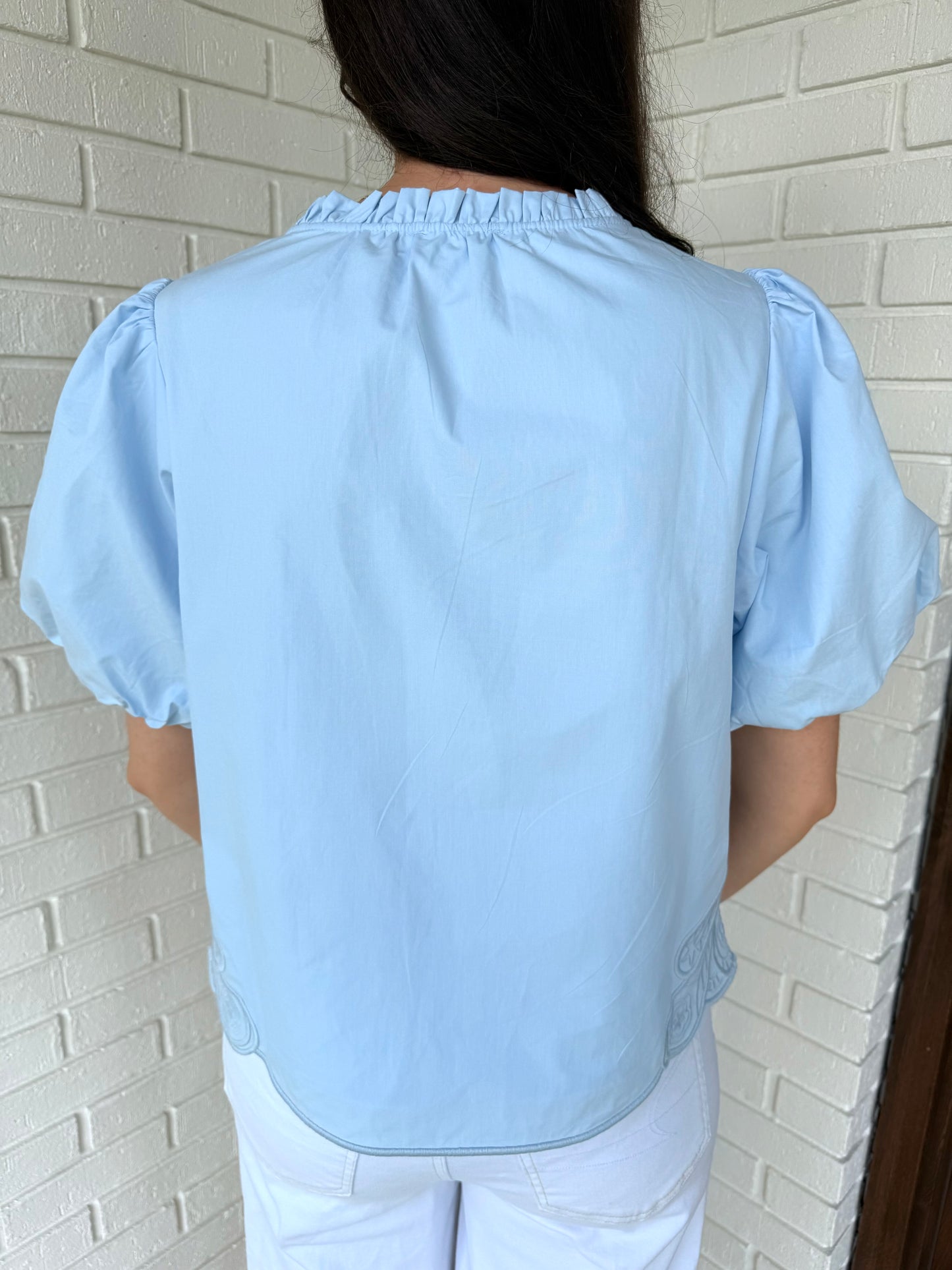 Easy Does It Blue Puff Sleeve Top