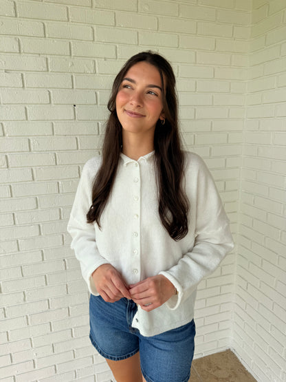 So Cozy Button Up Sweater - White