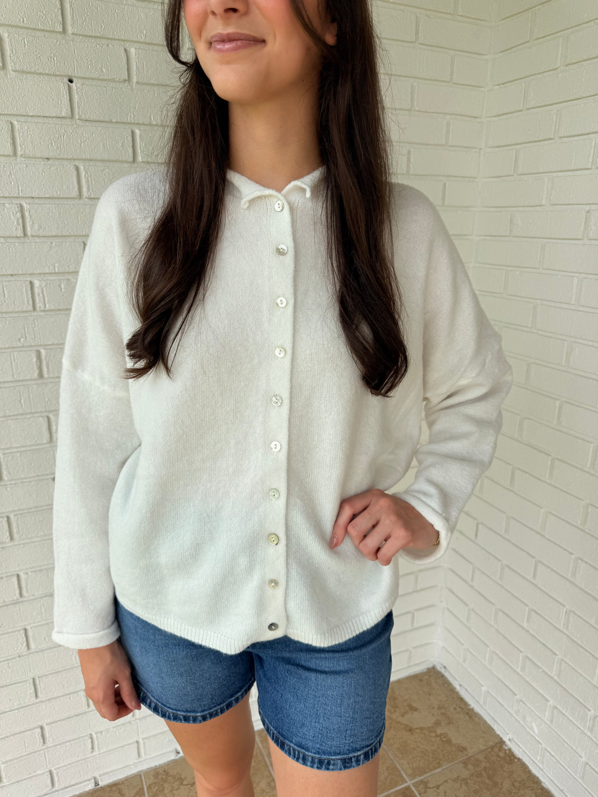 So Cozy Button Up Sweater - White