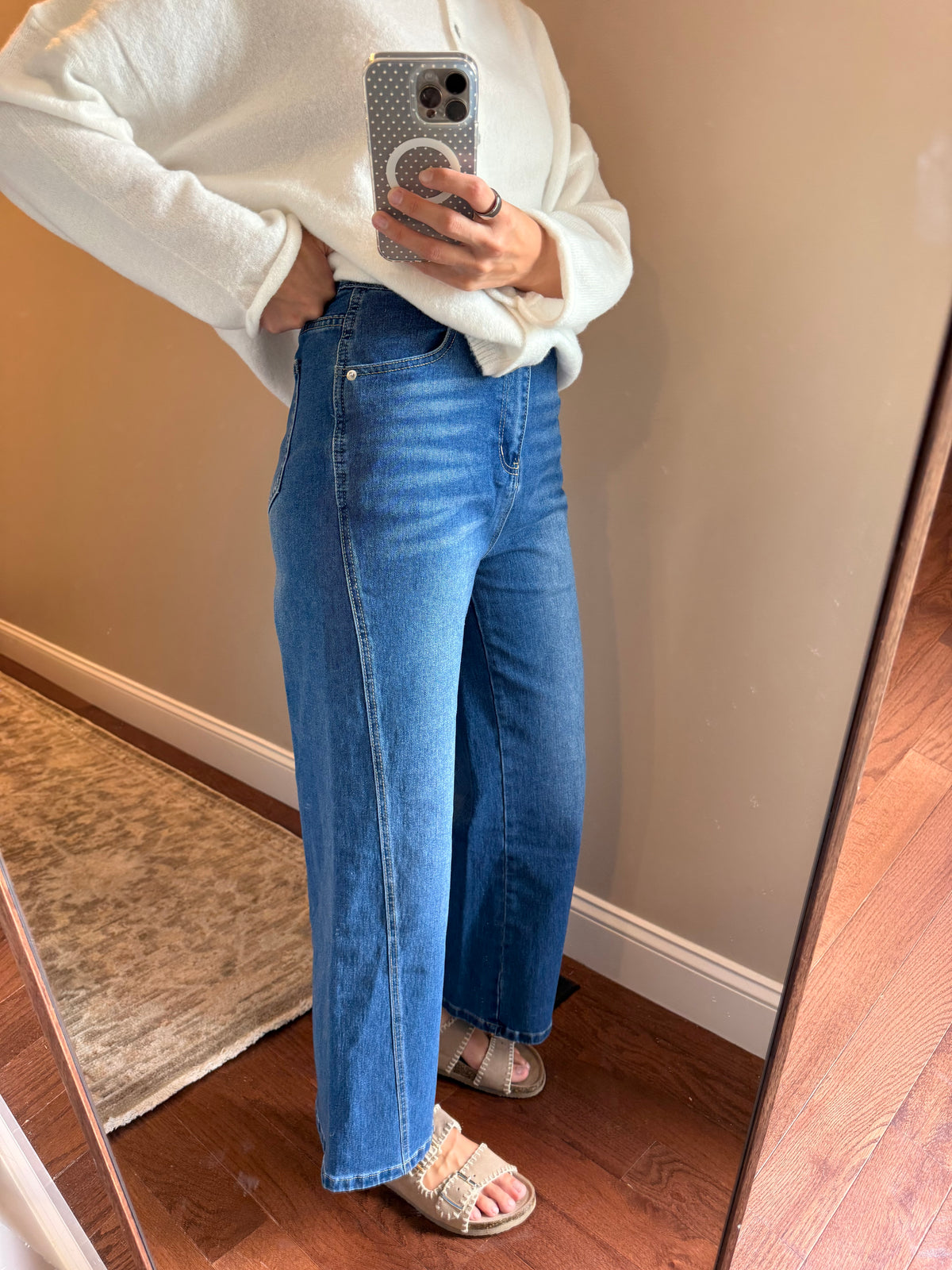 High Rise Wide Leg Dk. Denim Jeans