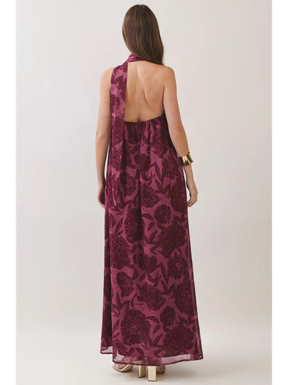 The Hallie Burgundy Printed Maxi