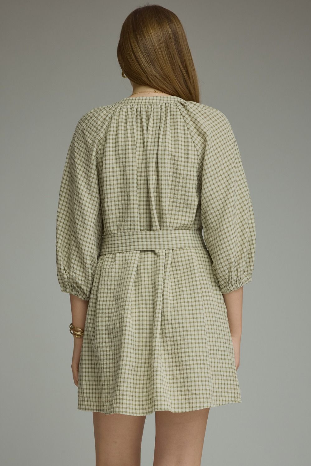 Sunday Stroll Green Gingham Mini